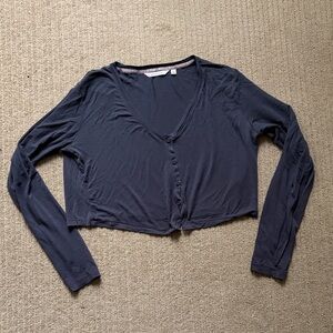 La Vie En Rose Lounge Button Down Cropped Long Sleeve, M